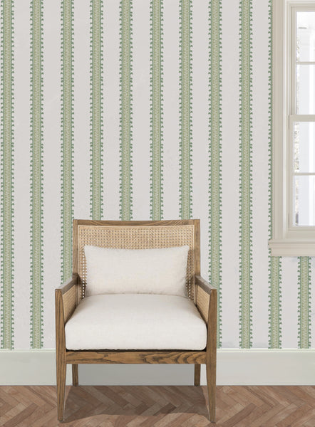 Forged Vine in Green- Wallpaper