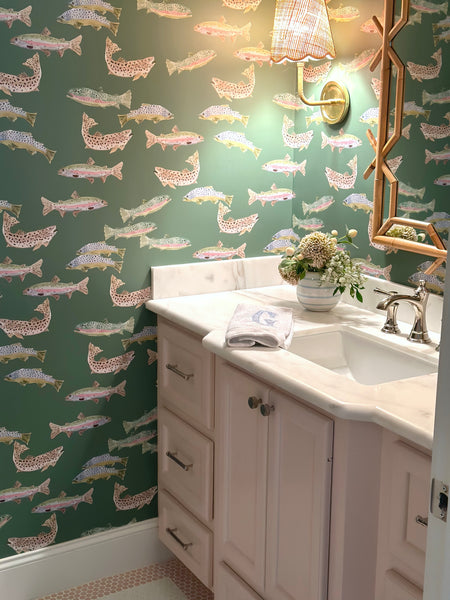 Tight Lines in Green- Wallpaper