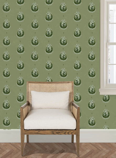 Lily of the Valley in Green- Wallpaper