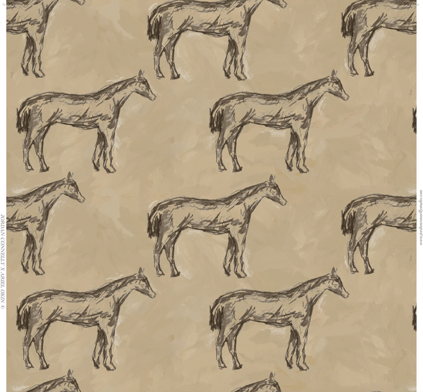 Antique Parchment Horse in Parchment- Wallpaper
