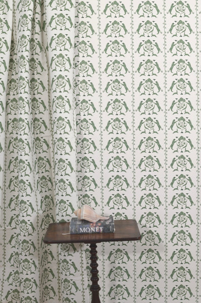 Leopards & Hares in Green- Wallpaper