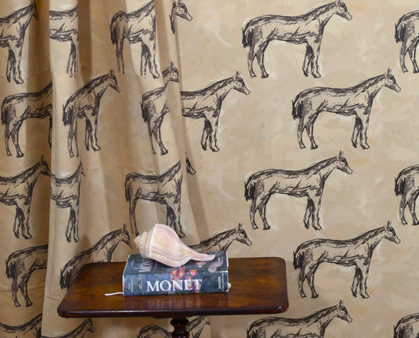 Antique Parchment Horse in Parchment- Wallpaper