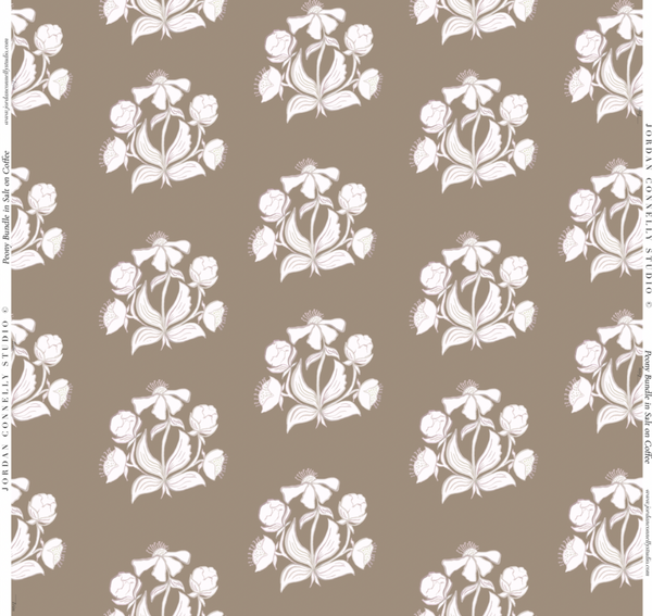 Peony Bundle in Salt on Coffee- Wallpaper