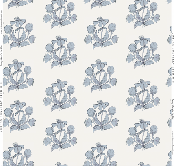 Peony Bundle in Blue- Wallpaper