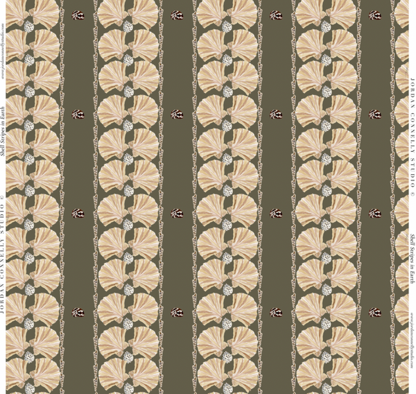Shell Stripe in Earth- Wallpaper