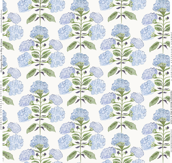 Hydrangea Bloom in Blue & Green- Wallpaper