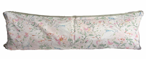 Large Lumbar Egrets Pillow Cover- Sage Flange