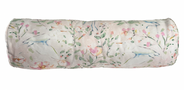 Small Bolster Egrets Pillow Cover- Self Piping