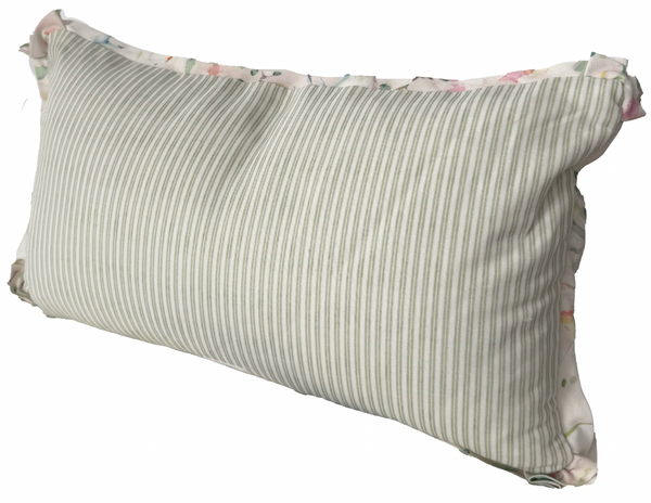 Small Lumbar Egrets Pillow Cover- Self Flange w/ Green Tick Back