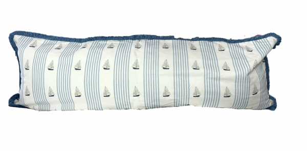 Large Lumbar John's Sail Pillow Cover- Blue Fringe
