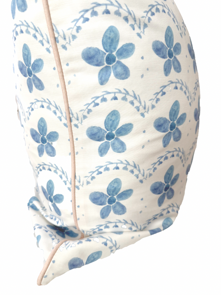 24x24 Alexandra in Sea Pillow Cover- Blush Piping