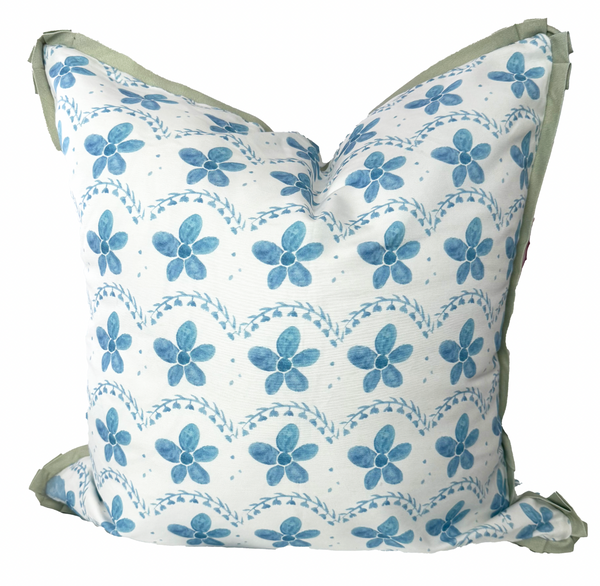 24x24 Alexandra in Sea Pillow Cover- Sage Flange