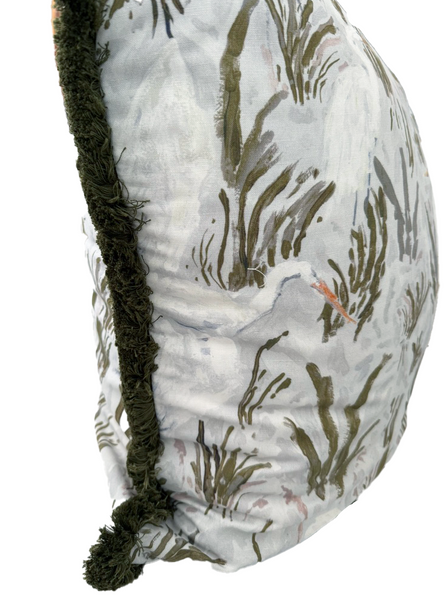 24x24 Carolina Pillow Cover- Green Fringe