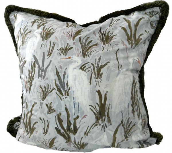 24x24 Carolina Pillow Cover- Green Fringe