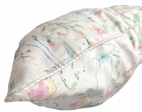 24x24 Egrets Pillow Cover- Pink Tick Piping