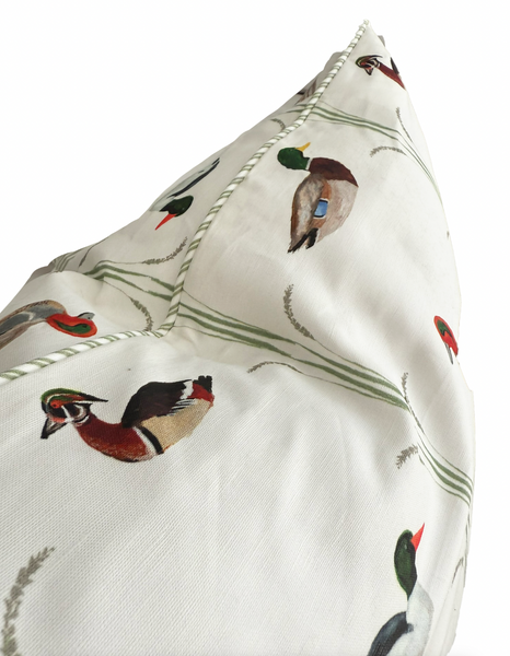 24x24 Ducks Pillow Cover- Green Tick Piping