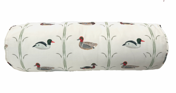 Small Bolster Ducks Pillow Cover- Self Piping