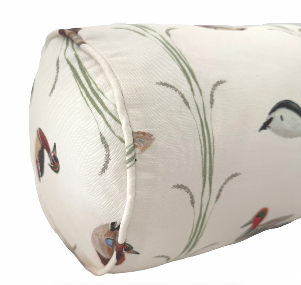 Small Bolster Ducks Pillow Cover- Self Piping
