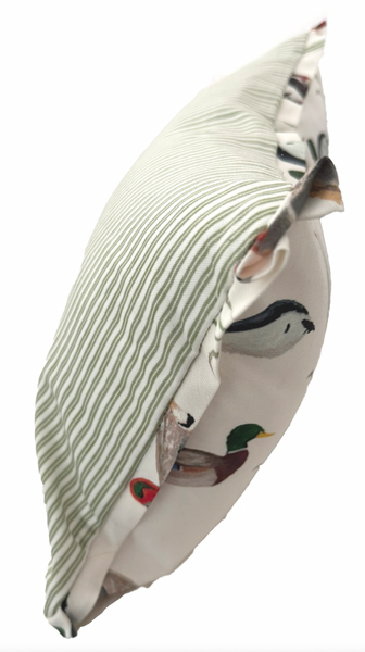 Small Lumbar Ducks Pillow Cover- Self Flange w/ Green Tick Back