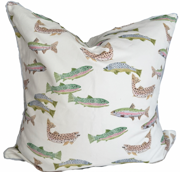 24x24 Tight Lines Pillow Cover- Blue Piping