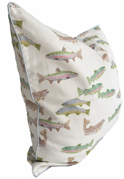 24x24 Tight Lines Pillow Cover- Blue Piping