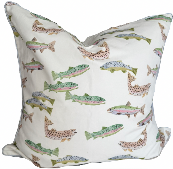 26x26 Tight Lines Pillow Cover- Blue Piping