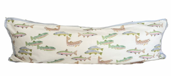 Large Lumbar Tight Lines Pillow Cover- Blue Flange