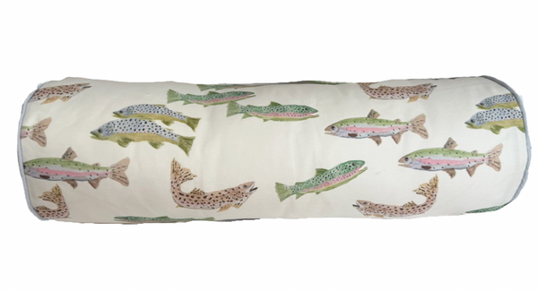 Small Bolster Tight Lines Pillow Cover- Blue Piping