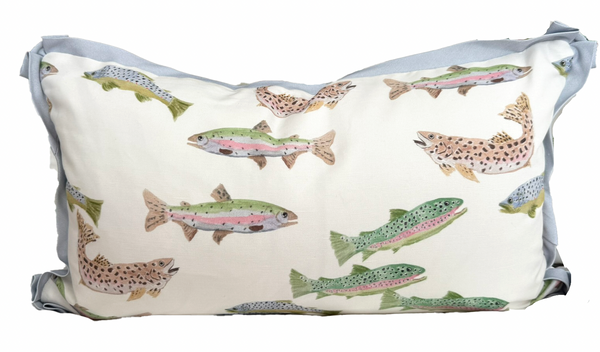 Small Lumbar Tight Lines Pillow Cover- Blue Flange