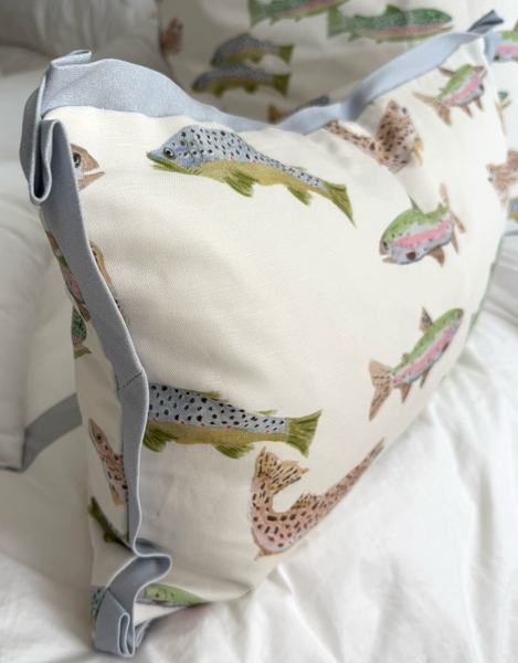 Small Lumbar Tight Lines Pillow Cover- Blue Flange