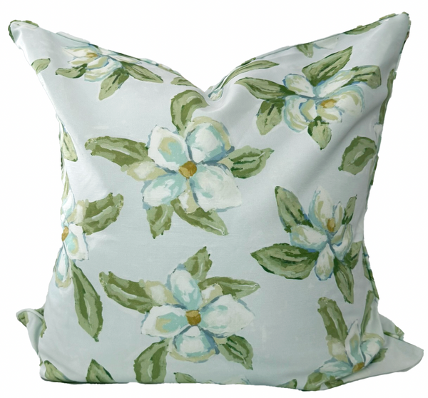 26x26 Magnolias Pillow Cover- Self Piping