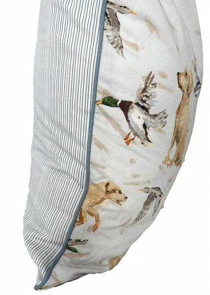 24x24 Nicholas & Banks Pillow Cover- Slate Piping, Navy Tick Back