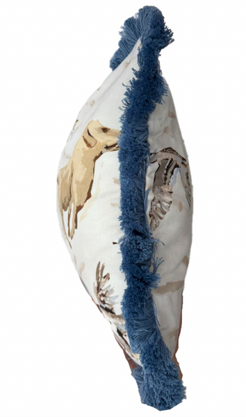 Small Lumbar Nicholas & Banks Pillow Cover- Blue Fringe