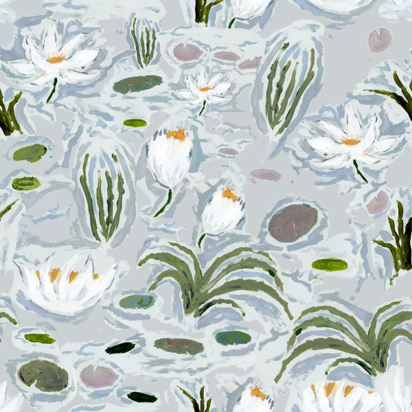 Waterlilies in Blue- Wallpaper
