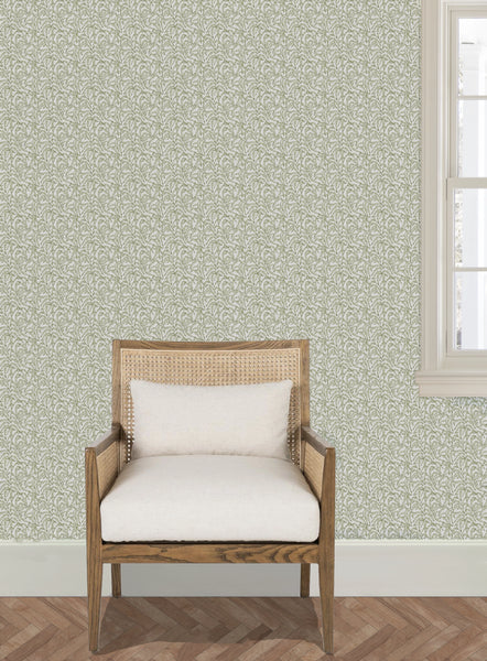 Wild Sprig in Green Wallpaper