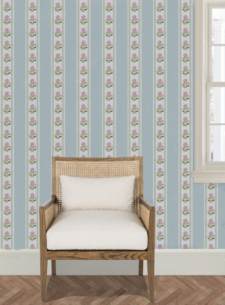 Mackenzie in Blush on Blue- Wallpaper