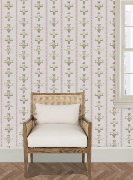 Lotus Garden in Rose- Wallpaper