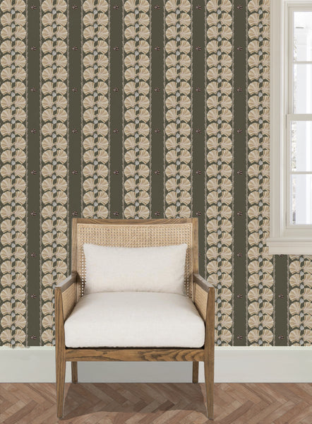 Shell Stripe in Earth- Wallpaper