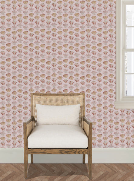 Scallops in Blush- Wallpaper