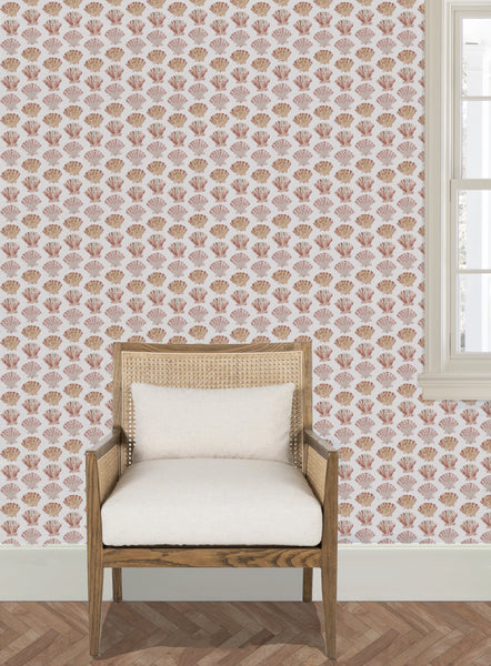 Scallops in White- Wallpaper