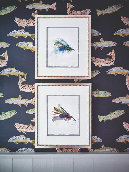 Tight Lines in Navy- Wallpaper