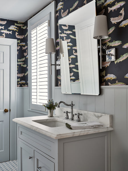 Tight Lines in Navy- Wallpaper