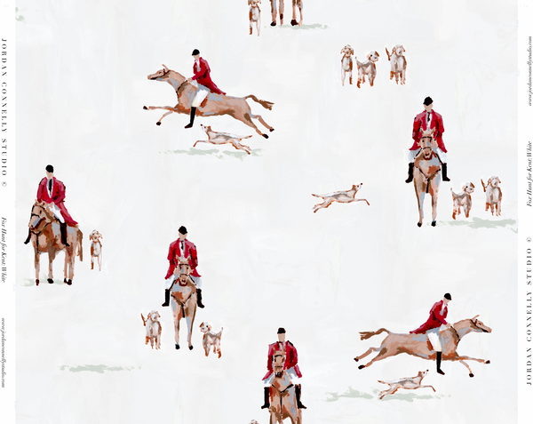 Fox Hunt for Kent in White- Wallpaper