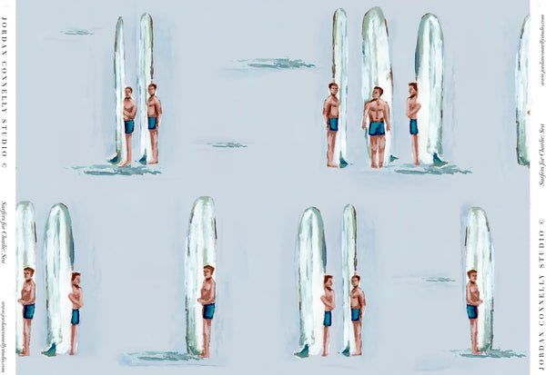 Surfers for Charlie in Sea- Fabric