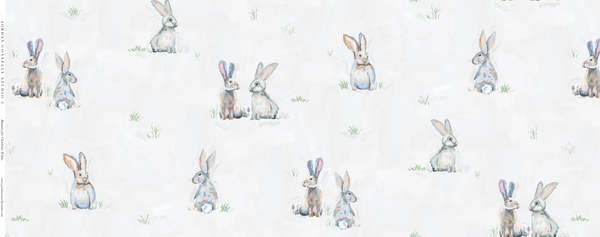 Bunnies for Charlotte in White- Fabric