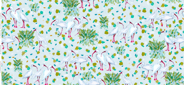Ibises for Tucker in Sky- Fabric