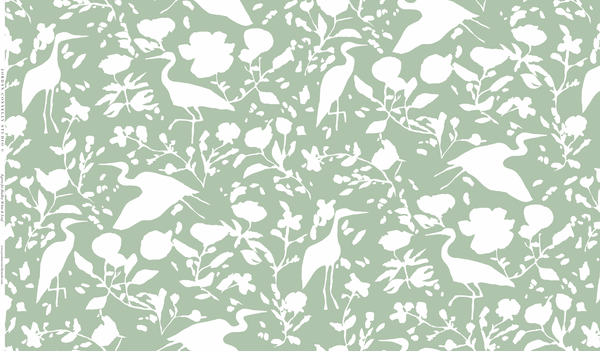 Egrets for Hadley in White & Leaf- Textile