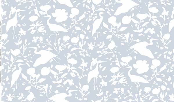 Egrets for Hadley in White & Natural Blue- Fabric