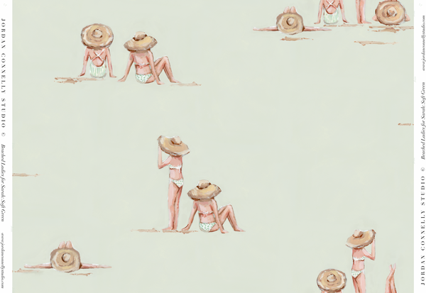 Beached Ladies for Sarah in Melon- Wallpaper