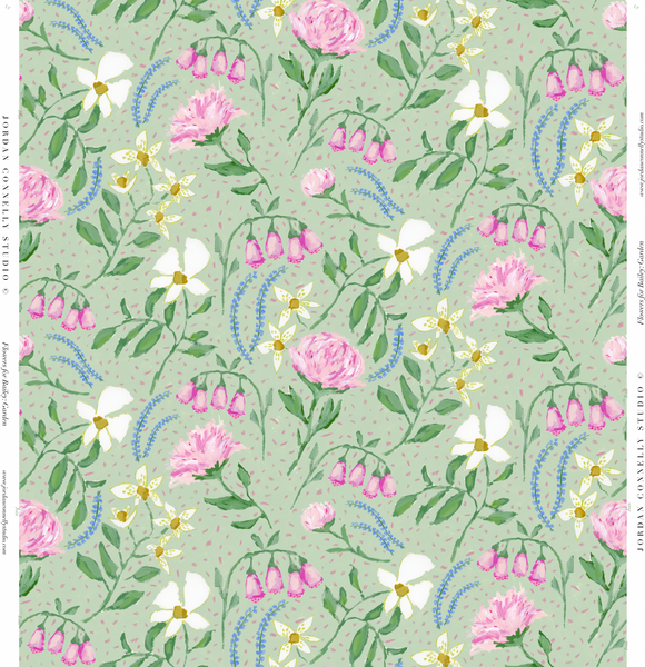 Flowers for Bailey in Melon- Wallpaper